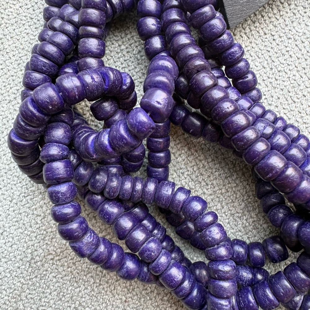 Purple wooden beaded necklace
